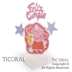 ADORNO CUBITO ECO FELIZ CUMPLE CERDITA PEPPA x 1